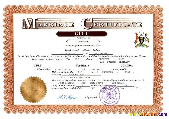 Uganda marriage certificate